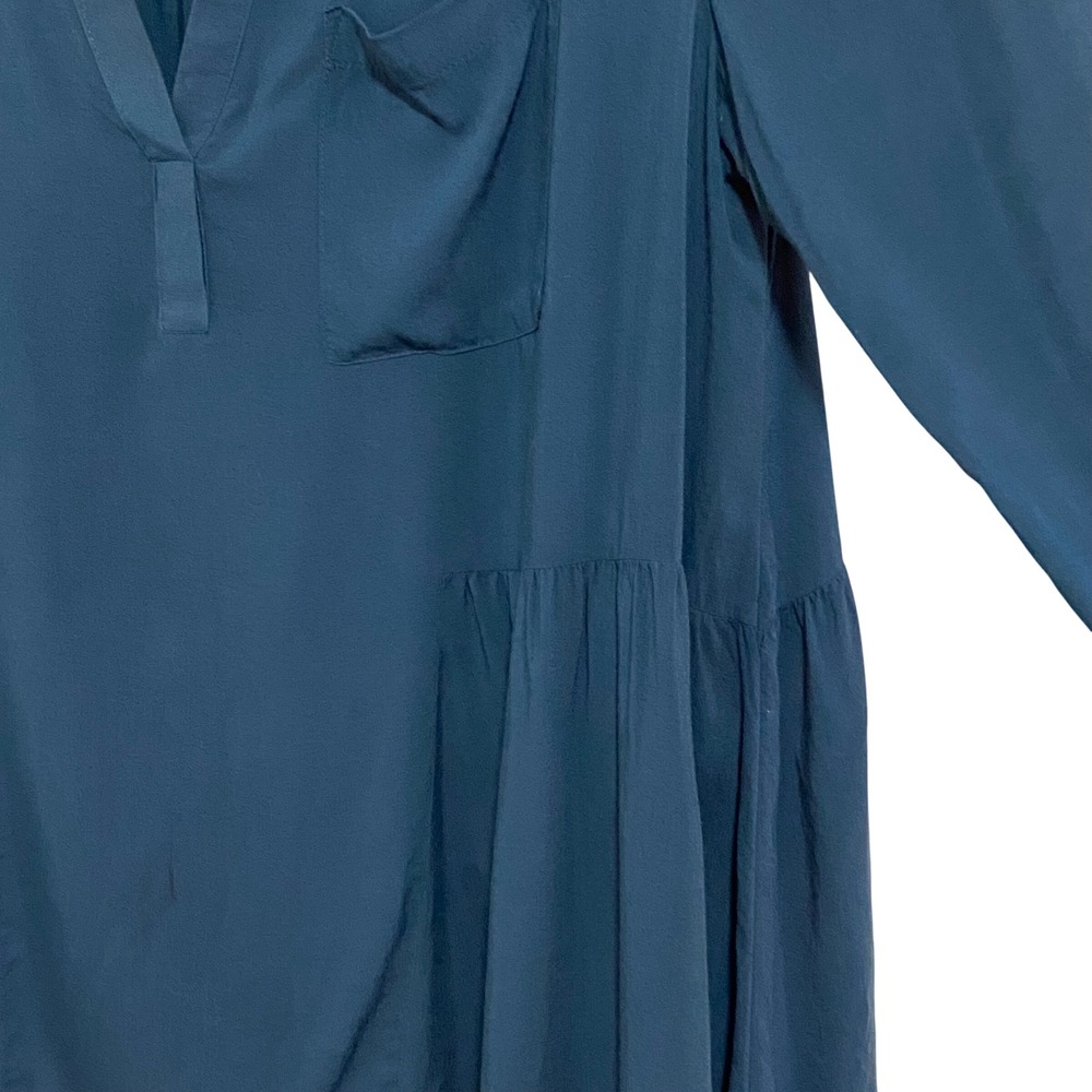 Maeve Blouse Women 8 Teal Excellent Rayon V-Neck Long Sleeve Pleated Back - Picture 3 of 7